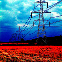 Buy canvas prints of Pylons Red Blue by Stephen Pimm