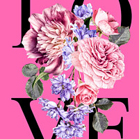 Buy canvas prints of Love Flowers Poster by Stephen Pimm