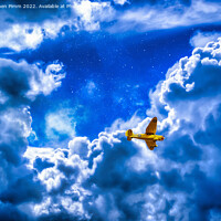 Buy canvas prints of Yellow Plane Above the Clouds by Stephen Pimm