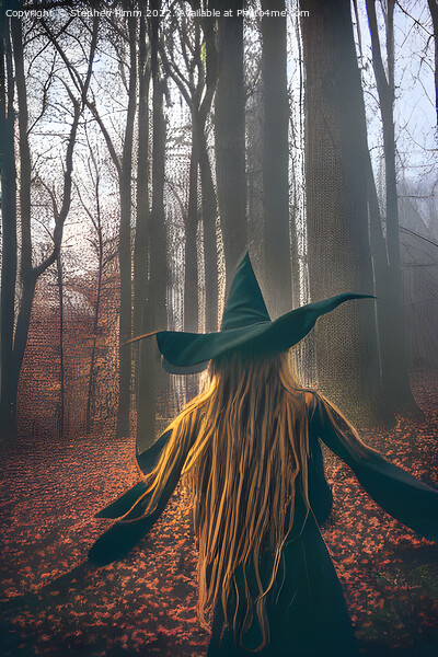 AI Witch in the woods Picture Board by Stephen Pimm