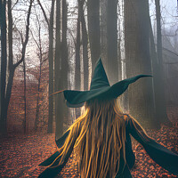 Buy canvas prints of AI Witch in the woods by Stephen Pimm