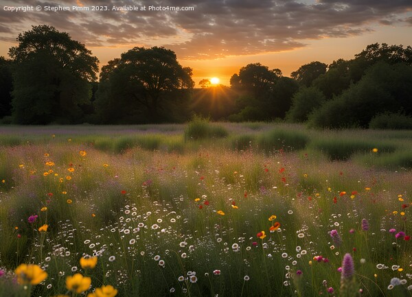 Wildflower Meadow Sunset Picture Board by Stephen Pimm