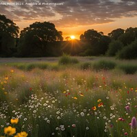 Buy canvas prints of Wildflower Meadow Sunset by Stephen Pimm