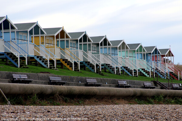 Minster-on-sea Beach Huts Picture Board by Ray Putley