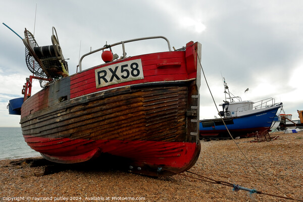 Hastings Seafront - Fishing Boat Picture Board by Ray Putley