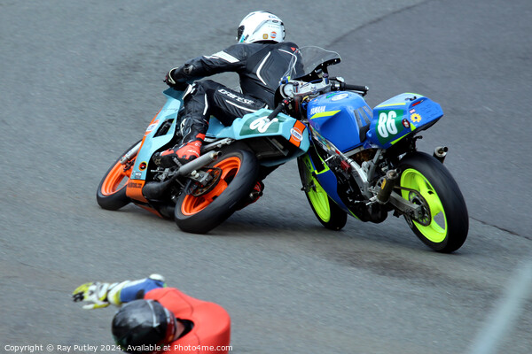 Motorcycle Race Track Mishaps Picture Board by Ray Putley