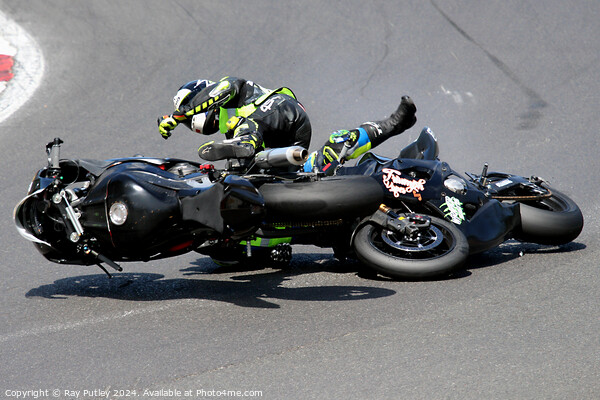 Motorcycle Race Track Mishaps Picture Board by Ray Putley
