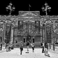 Buy canvas prints of View at Buckingham Palace Gates, London by Jeff Laurents