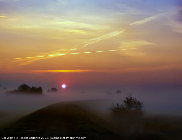 Sun Rising Above Morning Haze Picture Board by Maciej Czuchra