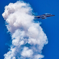 Buy canvas prints of Italian Frecce Tricolori Military Display Aircraft in flight with smoke by Mark Dunn
