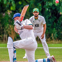 Buy canvas prints of A cricketer batting a ball by Mark Dunn