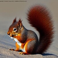 Buy canvas prints of Majestic Red Squirrel Standing on Scottish Beach by Sandy Young