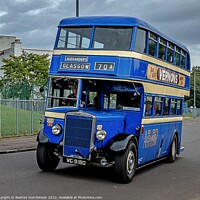 Buy canvas prints of Vintage Blue Bus in Glasgow by Rodney Hutchinson