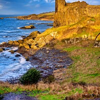 Buy canvas prints of Majestic Dunure Castle at Dusk by Rodney Hutchinson