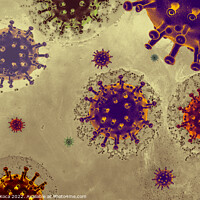 Buy canvas prints of View of a virus cells or bacteria molecule infecti by Turgay Koca