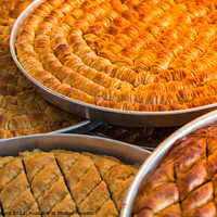 Buy canvas prints of Traditional Turkish dessert Baklavain tray  from Turkey by Turgay Koca