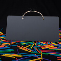 Buy canvas prints of Rectangular shaped black notice board on colorful sticks  by Turgay Koca