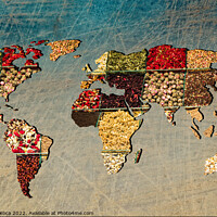 Buy canvas prints of Roughly outlined world map with veraity of spice filling by Turgay Koca