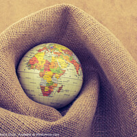 Buy canvas prints of Globe placed on canvas background by Turgay Koca