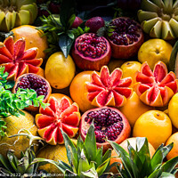 Buy canvas prints of Grapefruits, mangoes, pomegranates, lemons, melons and watermelo by Turgay Koca