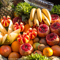 Buy canvas prints of Grapefruits, mangoes, pomegranates, oranges, bananas and melons  by Turgay Koca