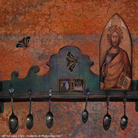 Buy canvas prints of Still life spoons with moths by jeff burgess