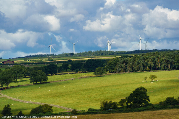 Wind Turbines on the Skyline of a Rural Landscape. Picture Board by Steve Gill