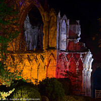Buy canvas prints of St Mary's Abbey Floodlit at Night in York. by Steve Gill