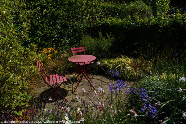 Floral Garden with a Rustic Iron Table and Chairs. Picture Board by Steve Gill