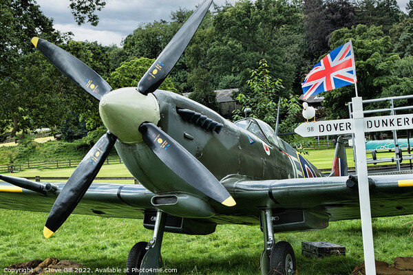 Spitfire War Plane at a 1940s Weekend. Picture Board by Steve Gill