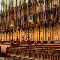 Buy canvas prints of Traditional Ornate Wooden Church Choir Stalls.  by Steve Gill