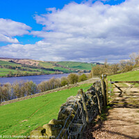 Buy canvas prints of Rural Trail Leading to a Closed Wooden Gate and Gouthwaite Reservoir Nature Reserve. by Steve Gill