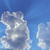 Buy canvas prints of White and Grey Clouds with Sunrays Shining Through. by Steve Gill