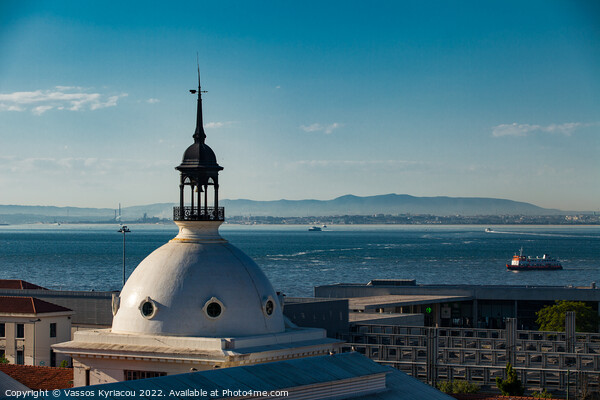 Rooftop dome over Lisbon Picture Board by Vassos Kyriacou