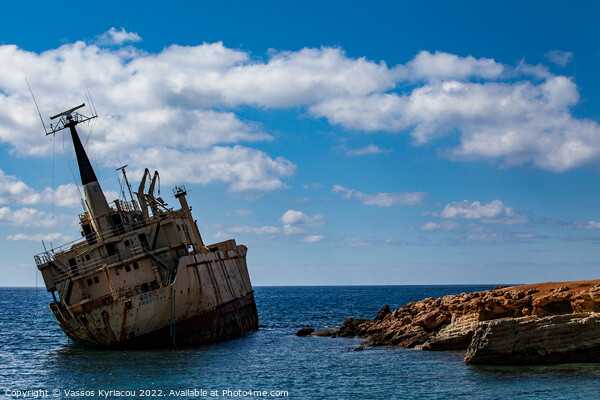 Trawler run aground in the mediterranean Cyprus Picture Board by Vassos Kyriacou