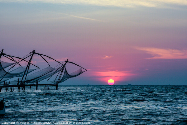 Sunset over Cochin in India Picture Board by Vassos Kyriacou