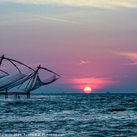 Buy canvas prints of Sunset over Cochin in India by Vassos Kyriacou