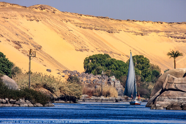 Felucca on the Nile in Egypt Picture Board by Vassos Kyriacou