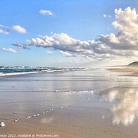 Buy canvas prints of Reflections on the Beach Noosa North shore Queensl by Julie Gresty