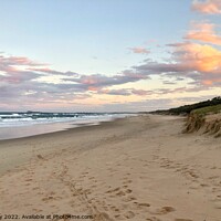 Buy canvas prints of Orange Sunset on Beach by Julie Gresty