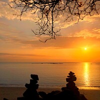 Buy canvas prints of Stone Stacks at Sunrise by Julie Gresty