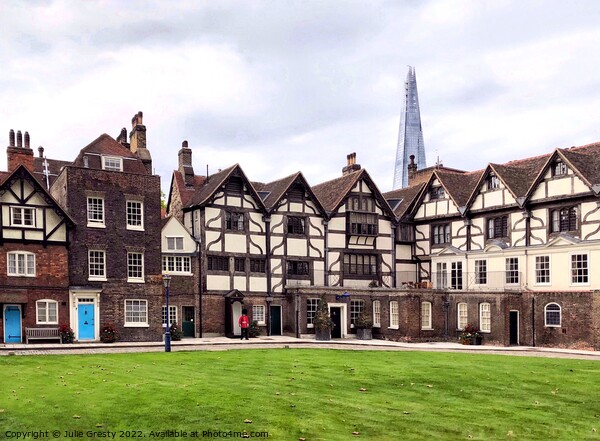 Tower of London Tudor Houses with The Shard in Background Picture Board by Julie Gresty