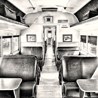 Buy canvas prints of Interior of Old Steam Train Carriage Tenterfield Rattler Tenterfield New South Wales Australia in Black & White by Julie Gresty