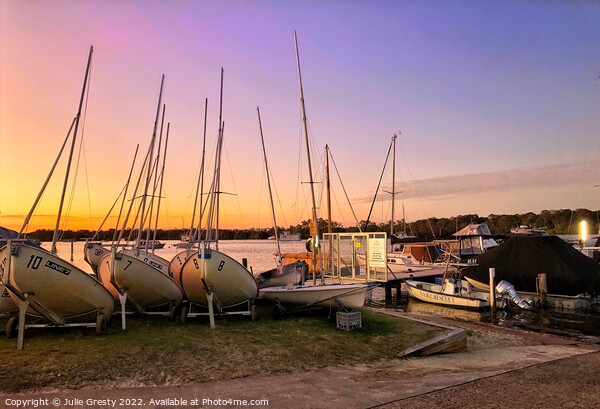 Yachts at Sunset Picture Board by Julie Gresty