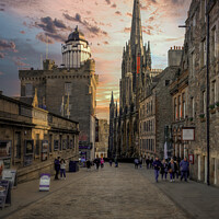 Buy canvas prints of Edinburgh sunset over the Royal Mile by RJW Images