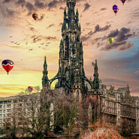 Buy canvas prints of Majestic Hot Air Balloons Over Edinburgh by RJW Images