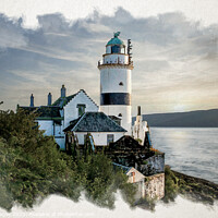 Buy canvas prints of Cloch Lighthouse Watercolour by RJW Images