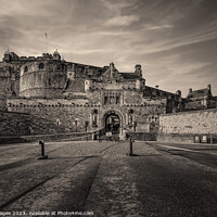 Buy canvas prints of Edinburgh Castle in Black and White by RJW Images