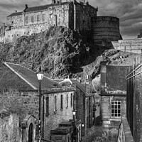 Buy canvas prints of Edinburgh and Castle black and white by RJW Images
