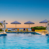 Buy canvas prints of Baia Cristal Pool Sunset Algarve by RJW Images
